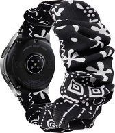 Strap-it Scrunchie bandje geschikt voor Samsung Galaxy Watch 42mm / 3 41mm / Active / Active2 / Gear Sport - Amazfit Bip / GTS - Polar Ignite / Unite - Huawei Watch GT 2 / 3 42mm - zwart mix