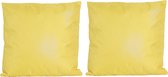 2x Bank/sier kussens voor binnen en buiten in de kleur geel 45 x 45 cm - Tuin/huis kussens