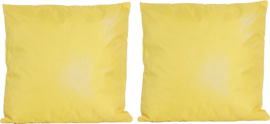 2x Bank/sier kussens voor binnen en buiten in de kleur geel 45 x 45 cm - Tuin/huis kussens