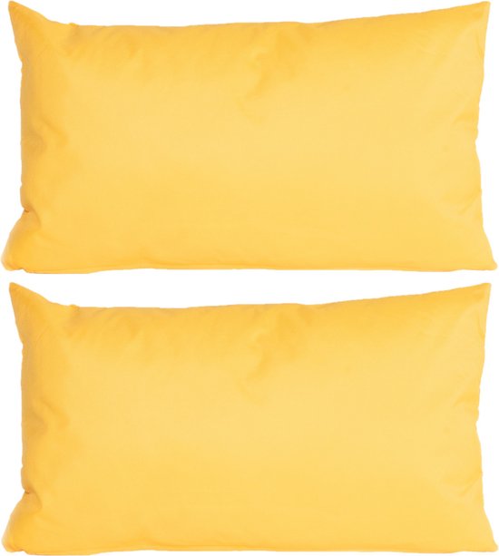2x stuks bank/Sier kussens voor binnen en buiten in de kleur geel 30 x 50 cm - Tuin/huis kussens