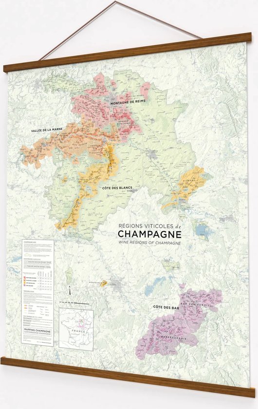 Wijnkaart - Poster Champagne - 68.6 x 86.4 cm - wijnliefhebber