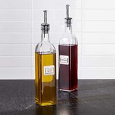TeeDee - Olie- & Azijnset - 500 ML - Olie houder - Olieflessen - Olijfolie fles - Incl. Houder - 500 ML Per fles - Glas