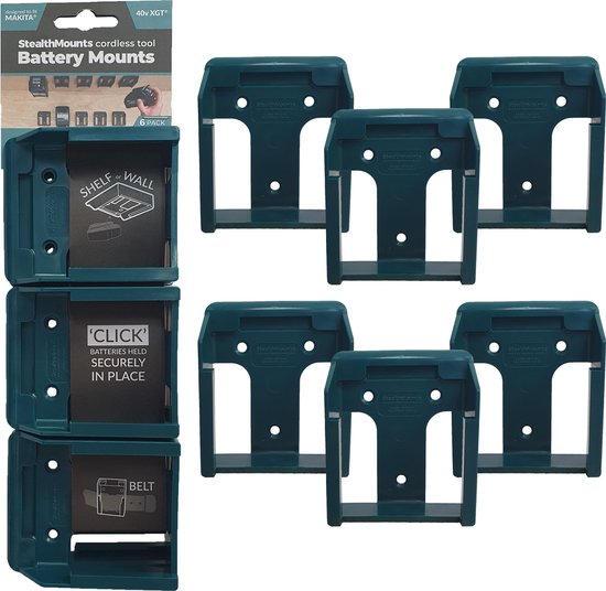 StealthMounts BM MW18 BLK 6 Zwarte Batterijhouders voor Milwaukee M18