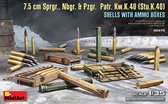 1:35 MiniArt 35375 7.5 cm Sprgr., Nbgr. & Pzgr. Patr. Kw.K.40 (Stu.K.40) Shells w/ Ammo Boxes Plastic Modelbouwpakket