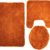 WC mat Set Excellent Oranje (3-delig)-Hoogpolig-Toiletmat-Bidetmat-Antislip-Badmat-Absorberend-Superzacht