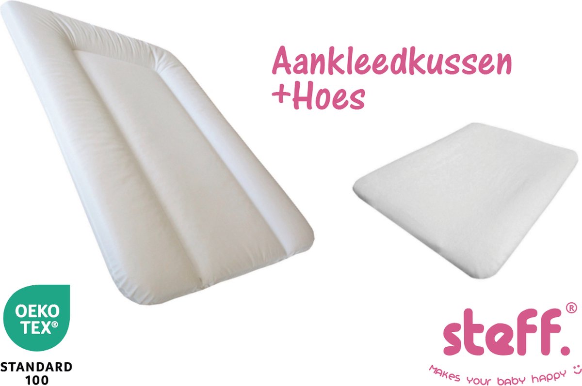 Goedkoopste Steff - set - aankleedkussen - wit - 50x70 cm aankleedkussenhoes wit - OEKO-Tex standard 100