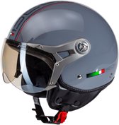 BEON DESIGN-B Scooterhelm met vizier - Geschikt als Brommer Motor Snorfiets helm - Retro Vespa scooterhelm - Volwassenen - XS - Nardo Grijs - Jethelm incl Gratis helmtas