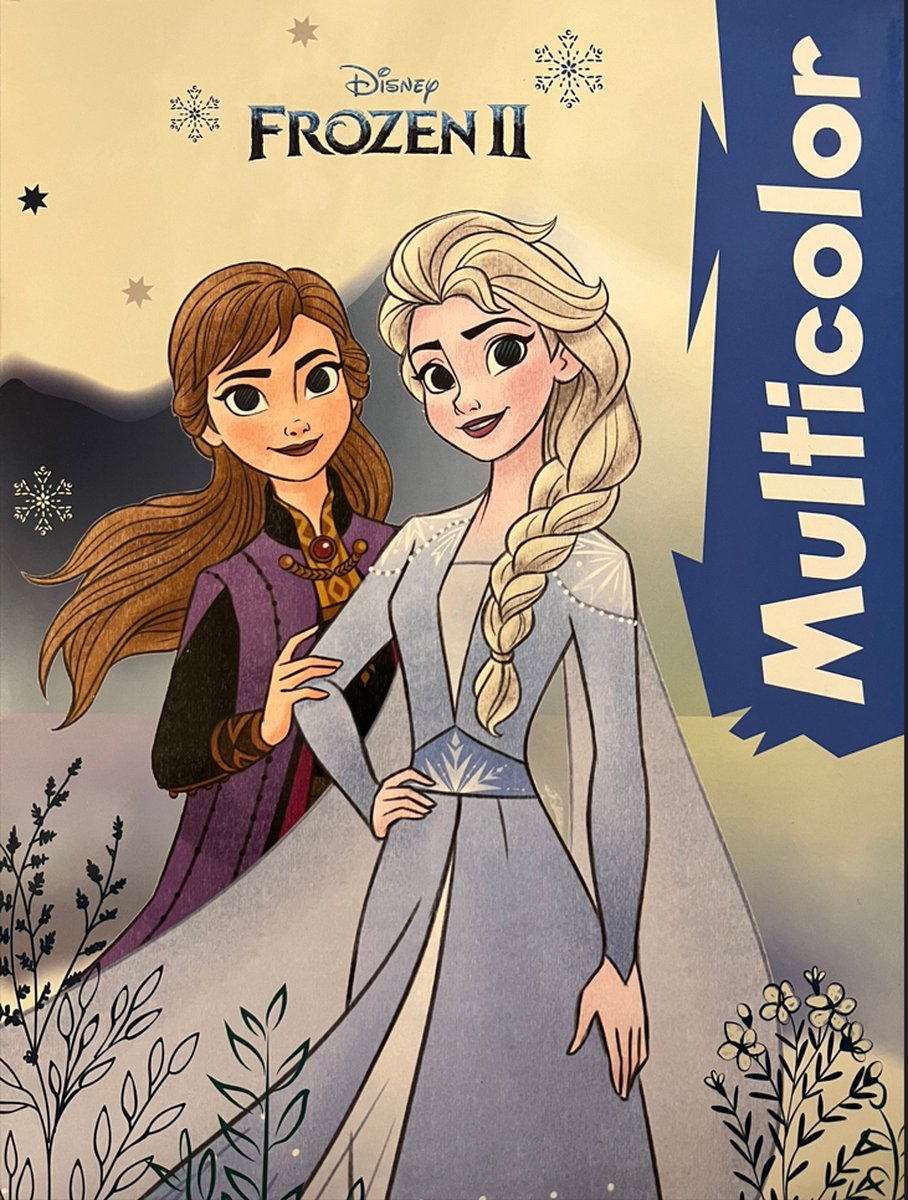 Kleurboek Disney frozen Anna en Elsa met voorbeeld in kleur