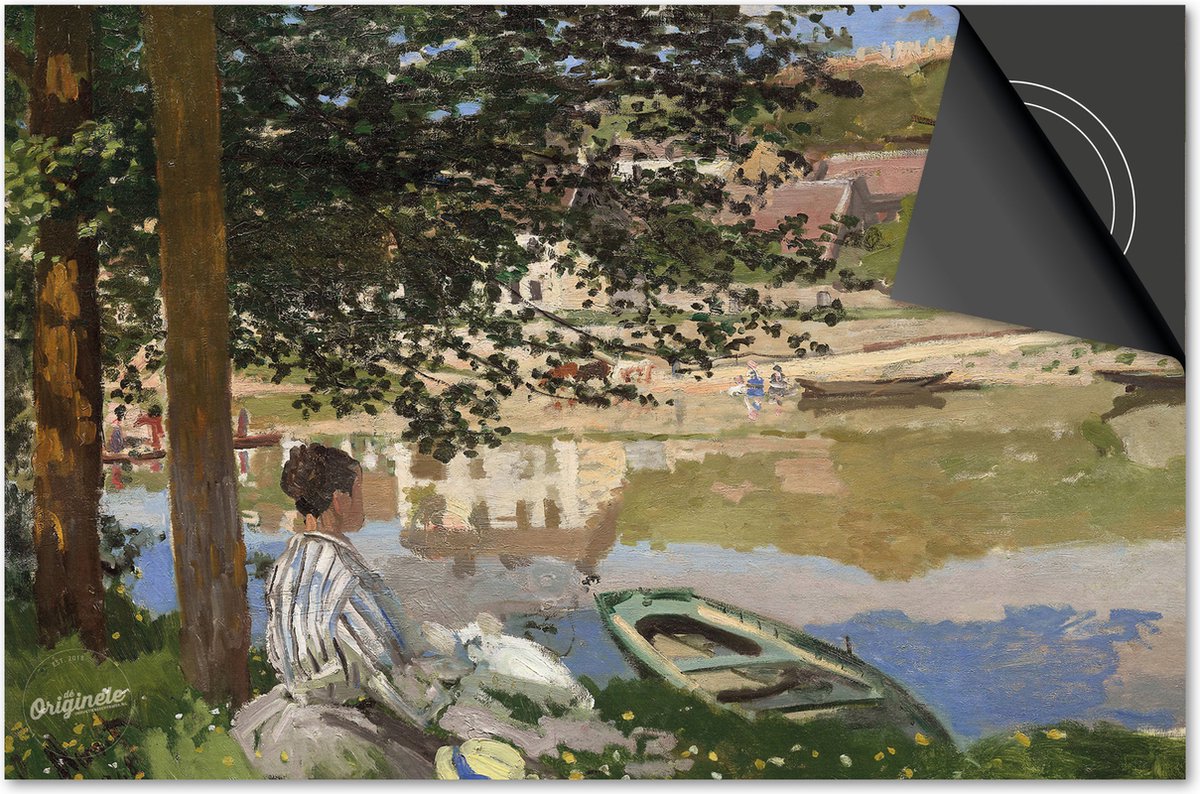 Inductie beschermer 60x60 - afdekplaat inductie mat - Dietrix Kookplaat beschermer - DELUXE - Oude Meesters - Claude Monet On the Bank of the Seine Bennecourt