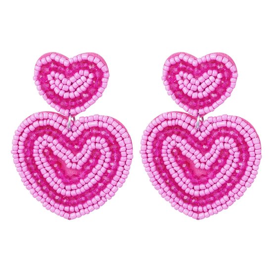 Beaded heart paars oorbellen fanciy.nl beaded kralen statement
