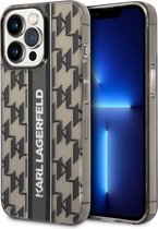 Étui arrière à rayures verticales Monogram de Karl Lagerfeld pour Apple iPhone 14 Pro Max (6,7") - Zwart