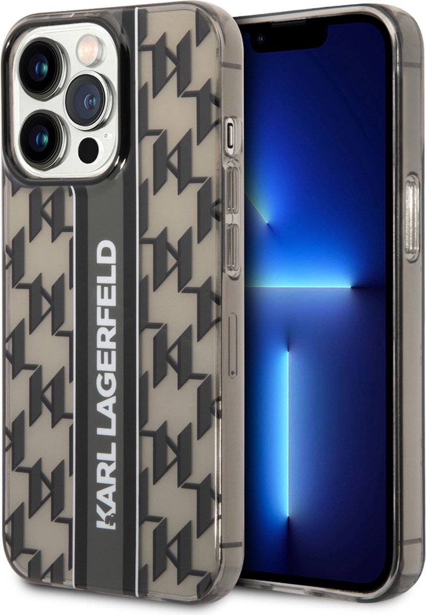 Karl Lagerfeld Monogram Vertical Stripe Back Case - Geschikt voor Apple iPhone 14 Pro Max (6.7