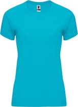 Turquoise dames sportshirt korte mouwen Bahrain merk Roly maat M