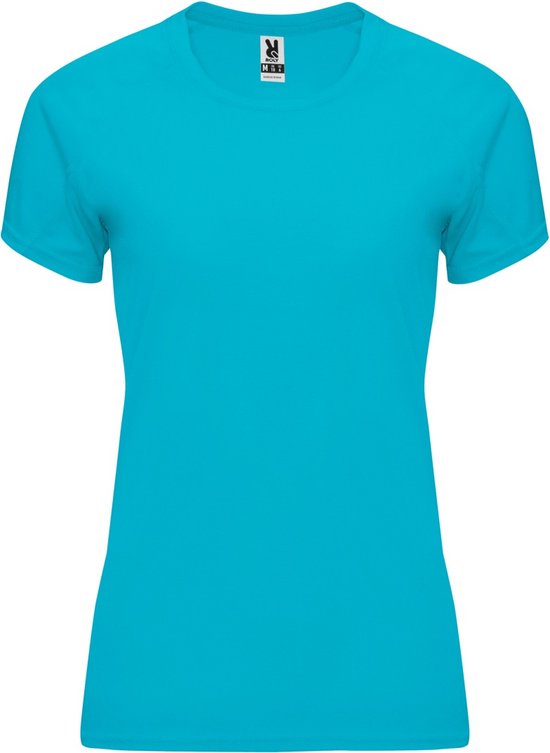 Turquoise dames sportshirt korte mouwen Bahrain merk Roly maat M