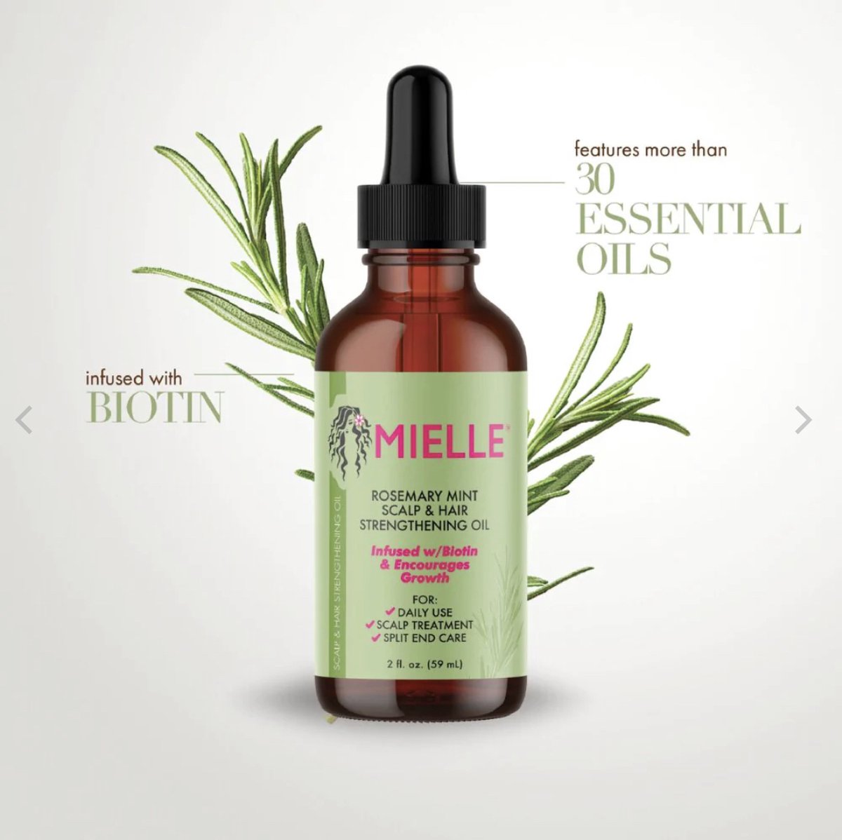 MIELLE ORGANIC Rosemary Mint Scalp & Hair Strengthening Oil 59 ml