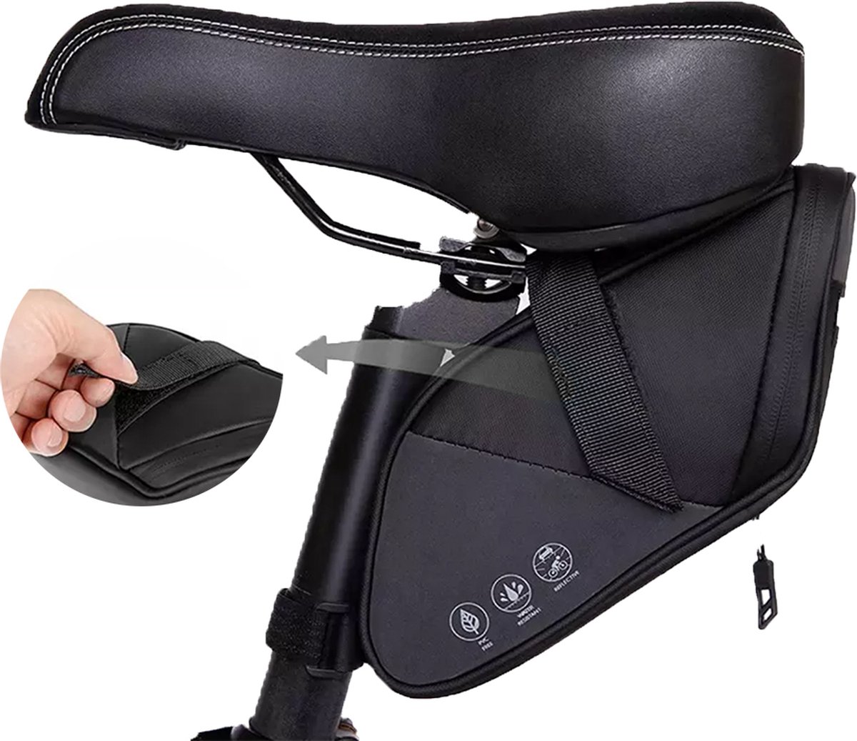 Zadeltas - Fietstas Voor Aan Het Zadel - Universeel Zadeltasje Waterdicht Reflecterend Met Rits En Opbergvakje