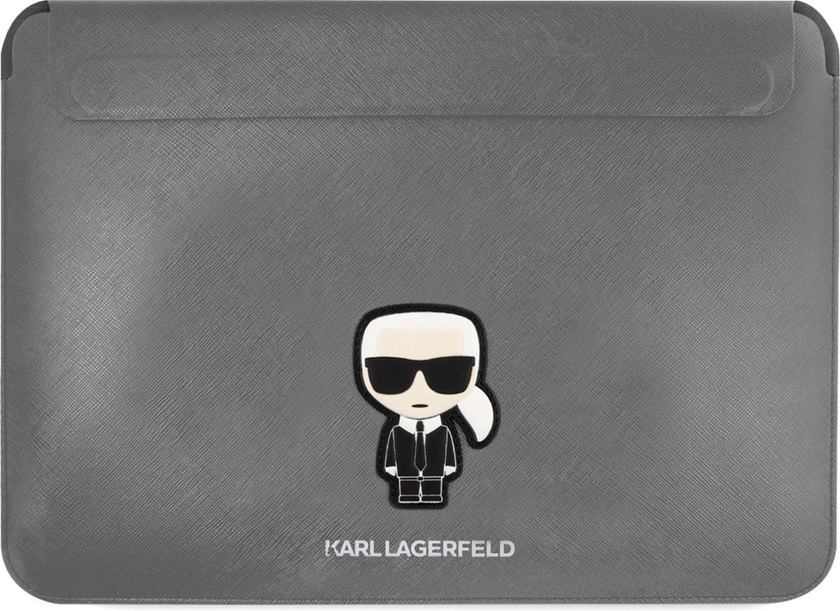 Karl Lagerfeld 14 Inch Laptop- en Tablet-Sleeve - Saffiano Ikonik - Zilver