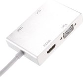 DrPhone DDH2 - 4 in 1 – Adapter Hub voor Laptop / Smartphone / Tablet - USB-C naar VGA + 4K DVI + 4K HDMI & USB – Zilver