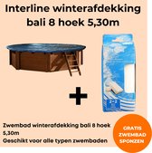 Interline winterafdekking Bali - Winterafdekking 5,30m 8 hoek - Voor houten zwembaden - Vertraagt verdamping - Verminderd verbruik chloor - Inclusief gratis zwembadspons