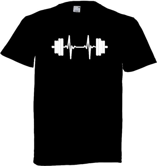 Grappig T-shirt - sport - hartslag gewichten - heartbeat - gewichtheffen - fitness - krachttraining - maat XXL