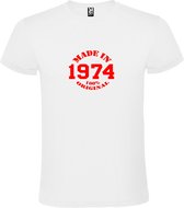 T-Shirt Wit avec Image « Made in 1974 / 100% Original » Rouge Taille M