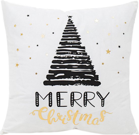 Sierkussen décoratif Sapin de Noël noir | 45 x 45 cm | Coton / Polyester