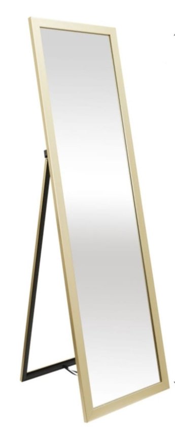 Home Deco Factory - Miroir doré sur pied - 122 cm - Miroir en pied - Miroir de maquillage - Tutoriel miroir doré