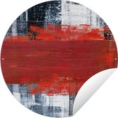 Tuincirkel Schilderij - Abstract - Rood - Olieverf - 60x60 cm - Ronde Tuinposter - Buiten