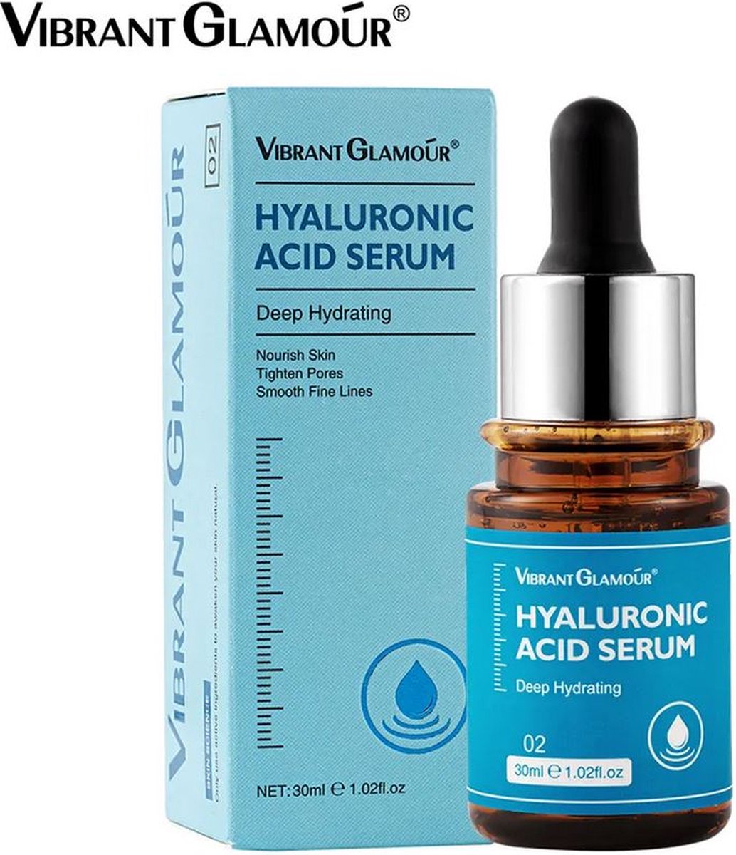 VIBRANT GLAMOUR Hyaluronzuur serum | Anti Aging | Anti Rimpel | Gezicht Serum | Gezichtsverzorging | Anti acne Collageen | Verkleint poriën | Tegen pigmentvlekken | Herstelt UV schade | 30ML