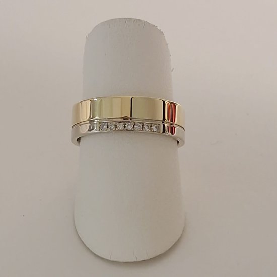 trouwring - dames - Aller Spanninga - 407 - geel/witgoud - 14 karaat - diamant - sale Juwelier Verlinden St. Hubert - van €1663,= voor €1081,=