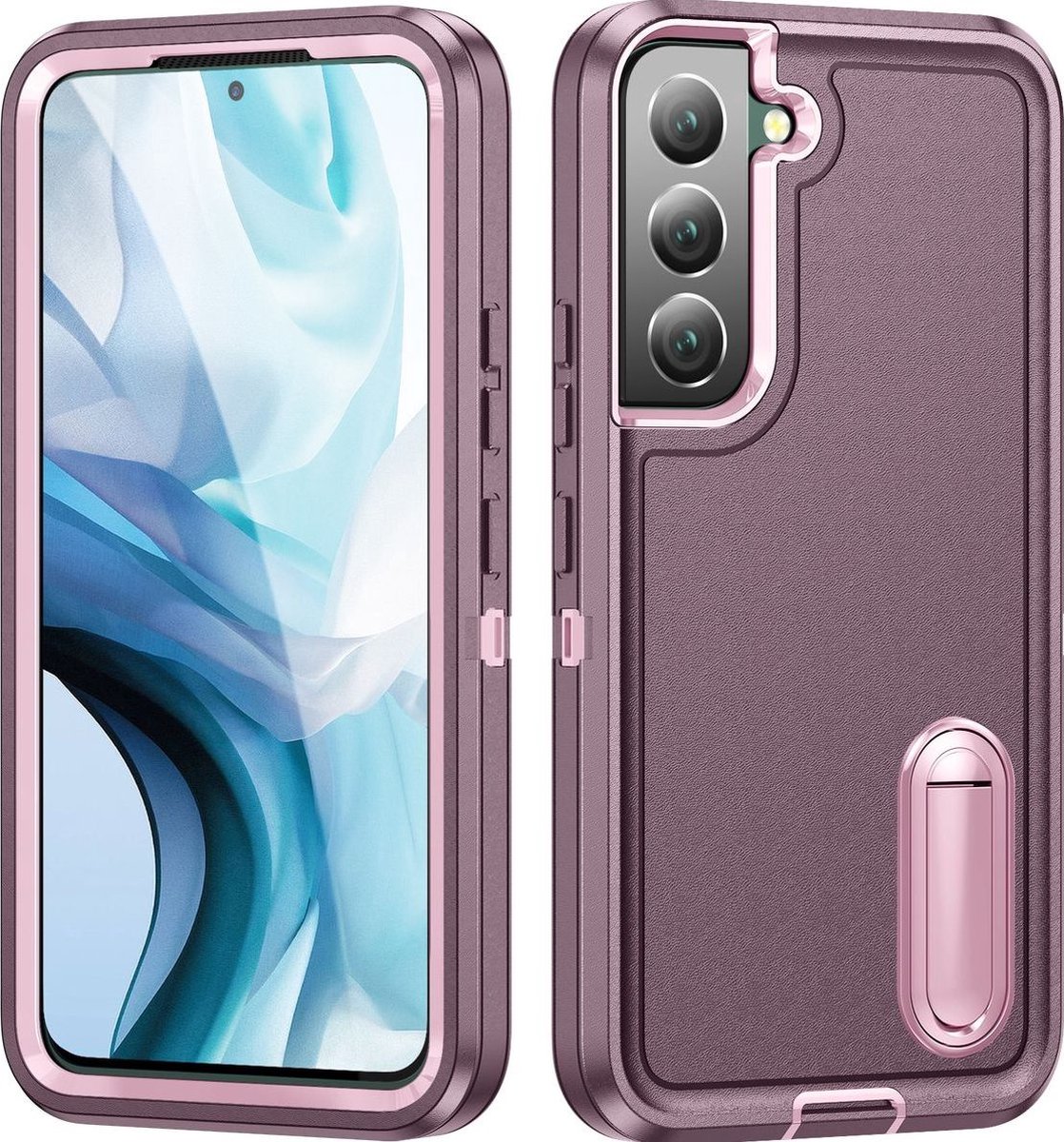 Mobigear Hoesje geschikt voor Samsung Galaxy S23 Plus Telefoonhoesje Hardcase | Mobigear Rugged Stand Backcover Shockproof met Standaard | Schokbestendig Galaxy S23 Plus Telefoonhoesje | Anti Shock Proof - Paars