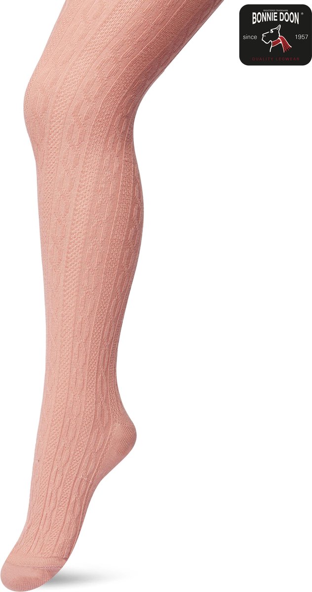 Bonnie Doon Bio Kabel Maillot Meisjes Roze maat 140/158 M - Ingebreid Kabel patroon - Biologisch Katoen - Uitstekend draagcomfort - Classic Cable Tights - OEKO-TEX - Gladde Naden - Klassiek - Oud Roze - Lobster Bisque - BP213901.272