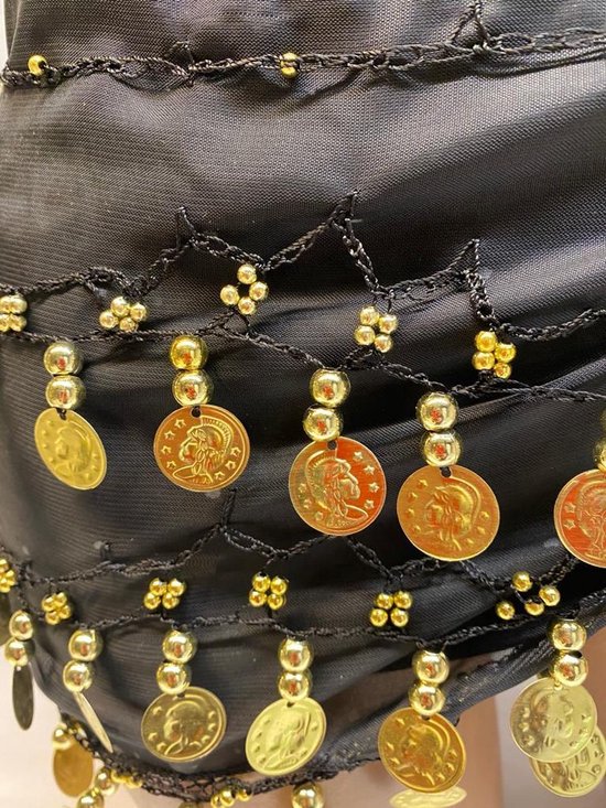 Foulard de hanche de danse orientale noir avec pièces d'or / ceinture |  bol.com