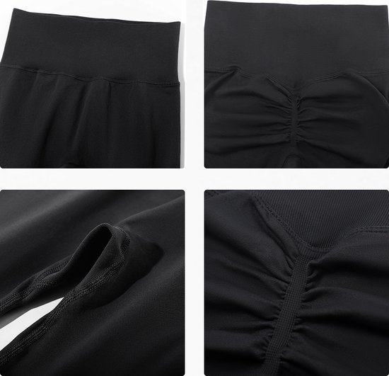 Gym Revolution - Legging sport femme - Vêtements de sport femme - Pantalon sport femme - Legging sport - Push up - Shape leggings - Legging sport femme taille haute - Pantalon running femme - Yoga legging femme - Zwart Taille L