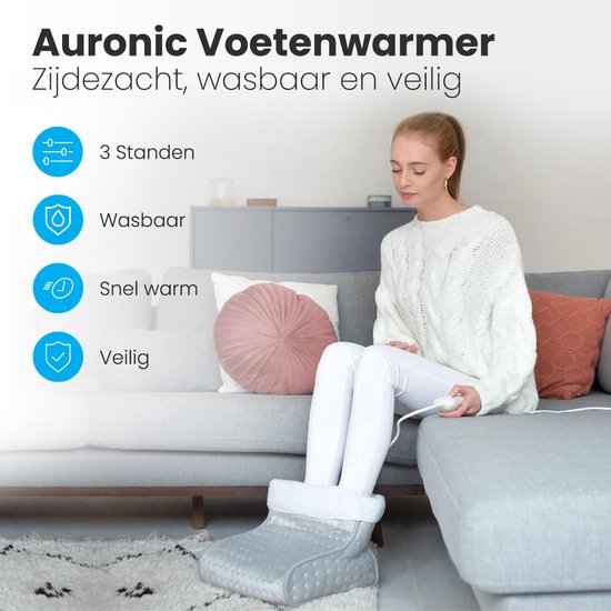 Auronic Elektrische Voetenwarmer - met Timer en Overhittingsbeveiliging - 100W - Volwassen - Grijs