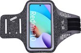 Hoesje Geschikt voor Redmi 10 2022 hardloop telefoonhouder – armband - sportband - van stof - Zwart