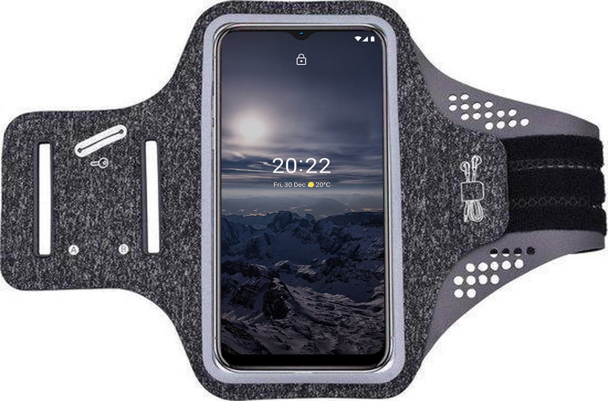 Hoesje Geschikt voor Nokia G21 hardloop telefoonhouder – armband - sportband - van stof - Zwart