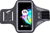 Hoesje Geschikt voor Motorola Edge 20 hardloop telefoonhouder – armband - sportband - van stof - Zwart