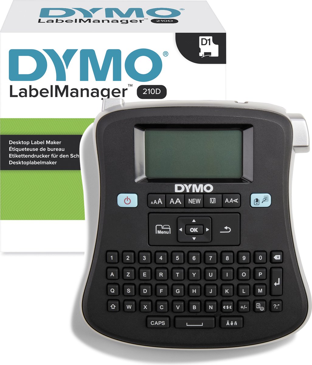 DYMO LabelManager 210D-labelmaker | Desktoplabelprinter | Draagbare labelmaker met AZERTY-toetsenbord | Groot scherm en toetsen voor snelle toegang | Voor kantoor- en thuisgebruik