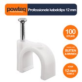 Powteq kabelclips - 12mm - 100 stuks - Voor Binnen & buiten - Wit - Kabelklem/kabelhouder
