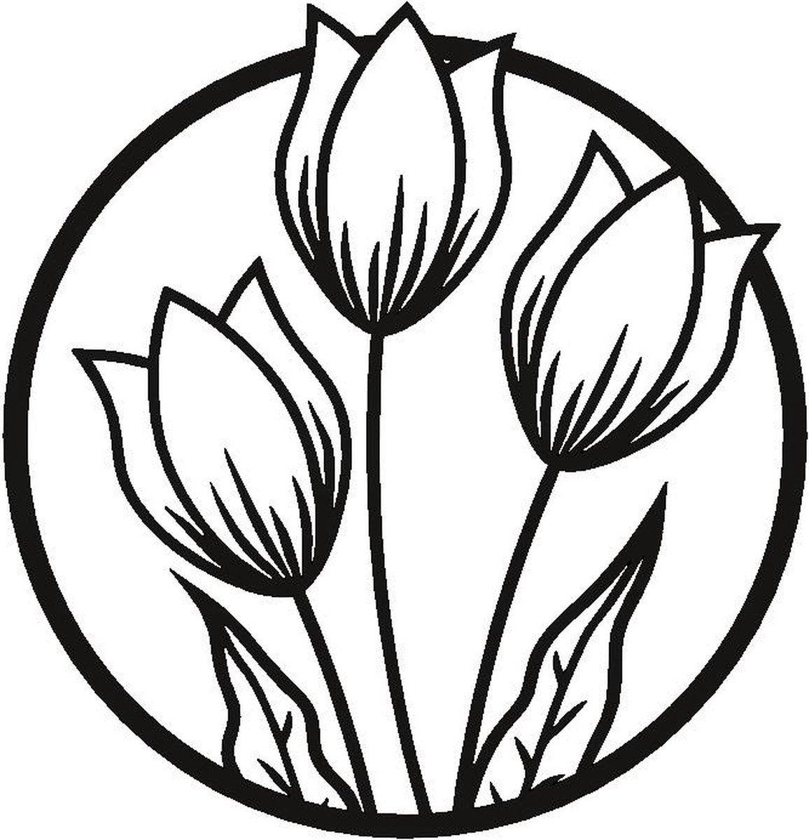 Kunst van metaal - tulpen groot - wanddecoratie industrieel - zwart gepoedercoat - staal - metaal