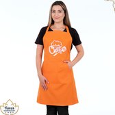 Tavas Chef Tablier de cuisine 60x80 cm Oranje Tablier de cuisine avec poches Tablier de cuisine dames Tablier pour femme et pour homme