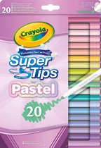 Crayola Pastel- SuperTips, Marqueurs lavables à pointe Medium , paquet de 20, pour l'école et les loisirs, pastels assortis