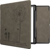 kwmobile e reader hoes geschikt voor Amazon Kindle Scribe - Case van kunstleerleer - Paardenbloemen Liefde design - In grijs