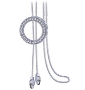 N3 Collecties Lange glanzende kristallen cirkel zilveren kleur vrouwen hanger kettingen