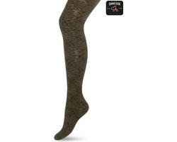 Bonnie Doon Panty met Kant 60 Denier Donker Groen Dames maat 42/44 XL - Kanten Bloem Motief - Tekent Niet - Bloemen Print - Chique Bloemenprint - Gladde Naden - Maximaal Draagcomfort - Donkergroen - Leger - Olijfgroen - Olive - BN251966.304