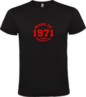 Zwart T-Shirt met “Made in 1971 / 100% Original “ Afbeelding Rood Size XL