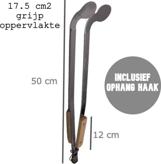 Outdoor Roestvrijstalen BBQ-tang, Lang 55 Cm Verlengd Handvat Brandhout-houtskoolclip Vuilnisplukker Vuurtang Outdoor Roestvrijstalen BBQ-tang, Lang 55 Cm Verlengd Handvat Brandhout-houtskoolclip Vuilnisplukker Vuurtang