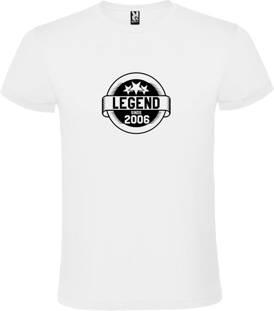 Wit T-Shirt met “Legend sinds 2006 “ Afbeelding Zwart Size XXXXL