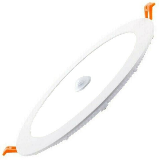 LED Downlight Slim - Oficto Dury - PIR Bewegingssensor 360° + Dag en Nacht Sensor - 24W - Helder/Koud Wit 5700K - Inbouw - Rond - Mat Wit - OSRAM LEDs